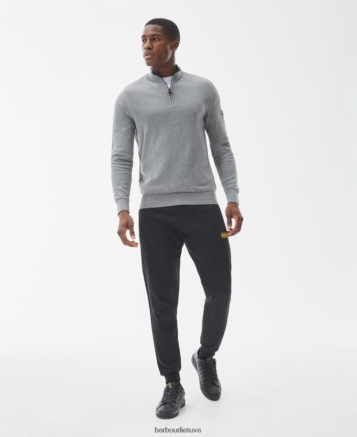 apranga Barbour medvilninis megztinis su puse uztrauktuku antracito marlas vyrų 6F6D801107