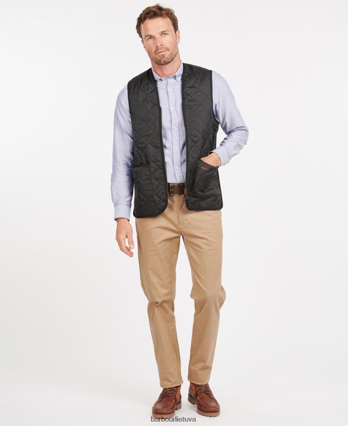 apranga Barbour dygsniuota liemenė/užsegamas pamušalas juoda/moderni vyrų 6F6D802330