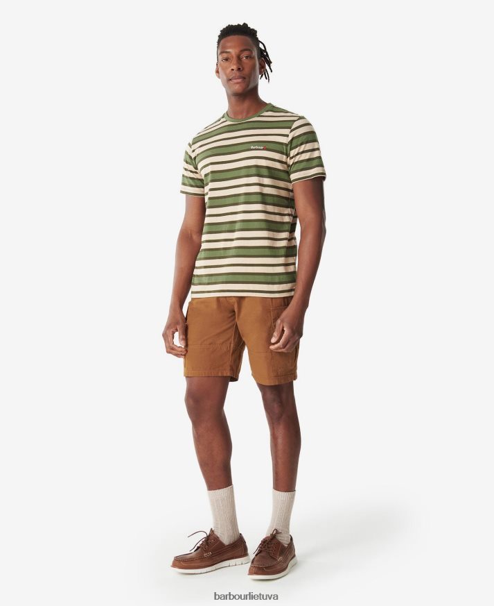 apranga Barbour crundale dryžuoti marškinėliai išblukęs oranžinis vyrų 6F6D80750