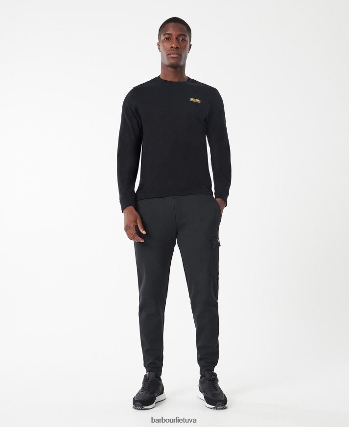 apranga Barbour marškinėliai su logotipu ilgomis rankovėmis juodas vyrų 6F6D80898