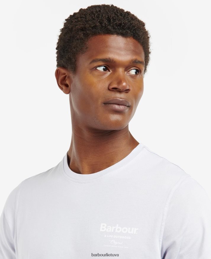 apranga Barbour satley grafinio rašto marškinėliai balintos alyvuogės vyrų 6F6D80964