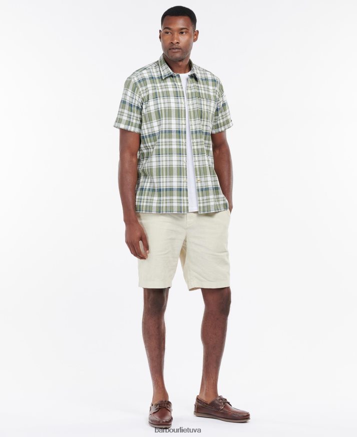 apranga Barbour Bodmin vasariniai marškinėliai trumpomis rankovėmis alyvuogių vyrų 6F6D80396