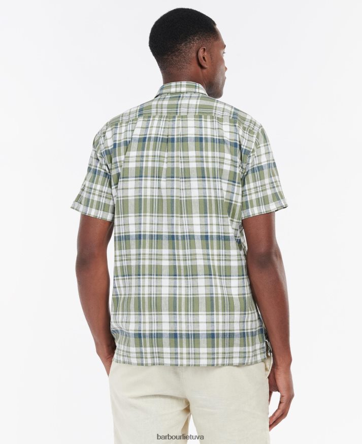 apranga Barbour Bodmin vasariniai marškinėliai trumpomis rankovėmis alyvuogių vyrų 6F6D80396