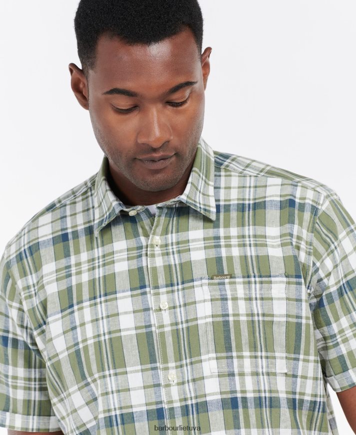 apranga Barbour Bodmin vasariniai marškinėliai trumpomis rankovėmis alyvuogių vyrų 6F6D80396