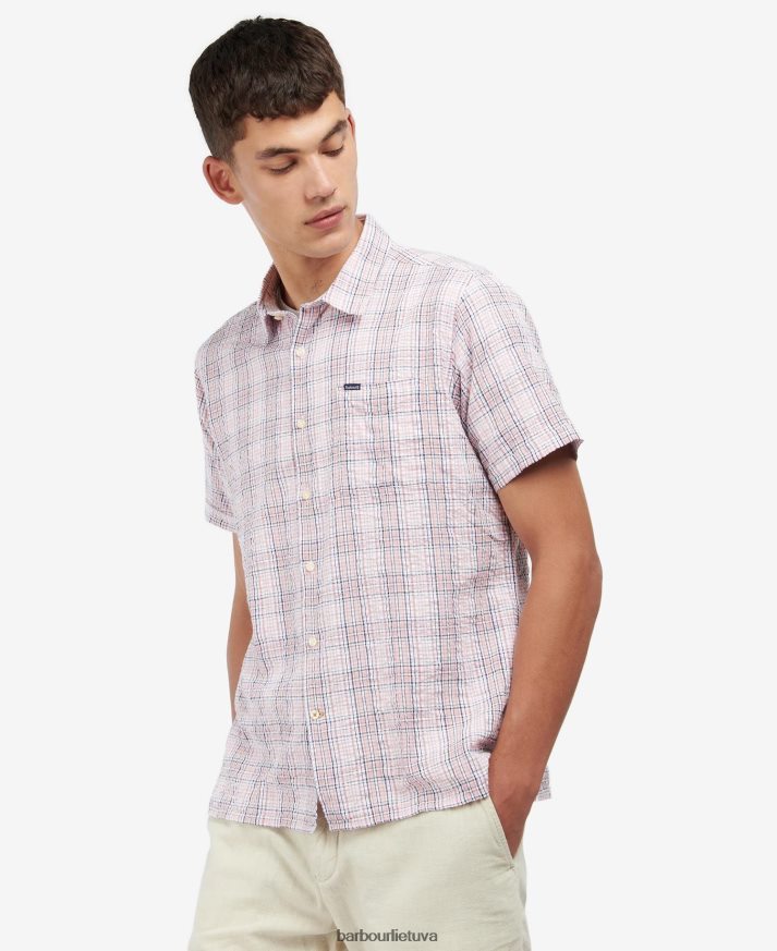apranga Barbour Deanhill vasariniai marškinėliai trumpomis rankovėmis klasikinė rožinė vyrų 6F6D80498