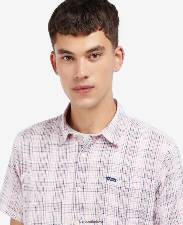 apranga Barbour Deanhill vasariniai marškinėliai trumpomis rankovėmis klasikinė rožinė vyrų 6F6D80498