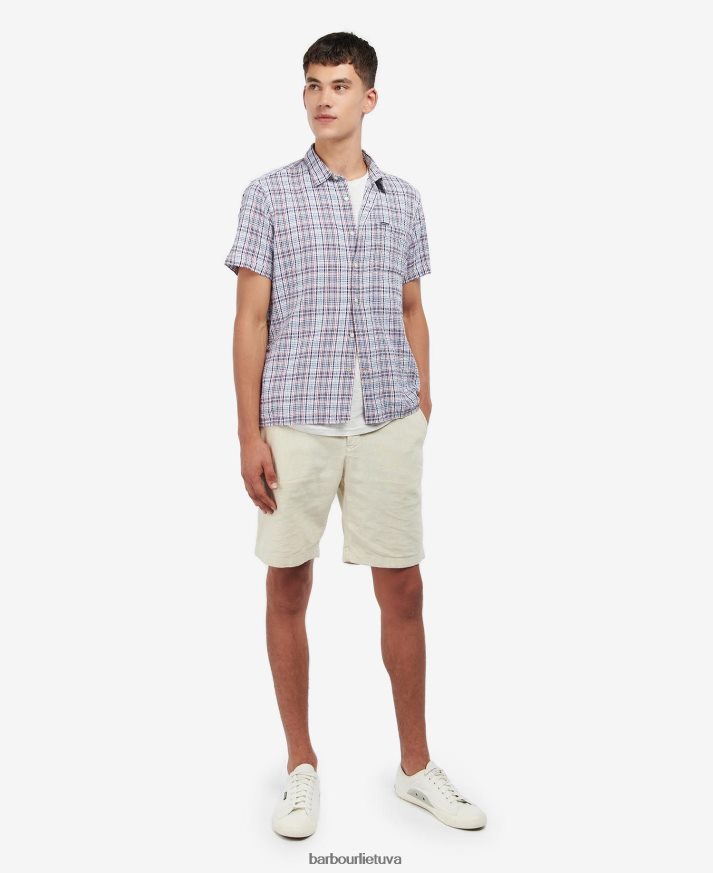 apranga Barbour Deanhill vasariniai marškinėliai trumpomis rankovėmis klasikinė rožinė vyrų 6F6D80515