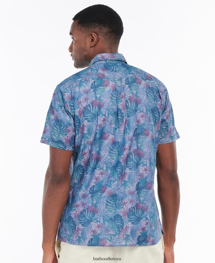 apranga Barbour Dunfordo vasariniai marškinėliai trumpomis rankovėmis chambray mėlyna vyrų 6F6D80330