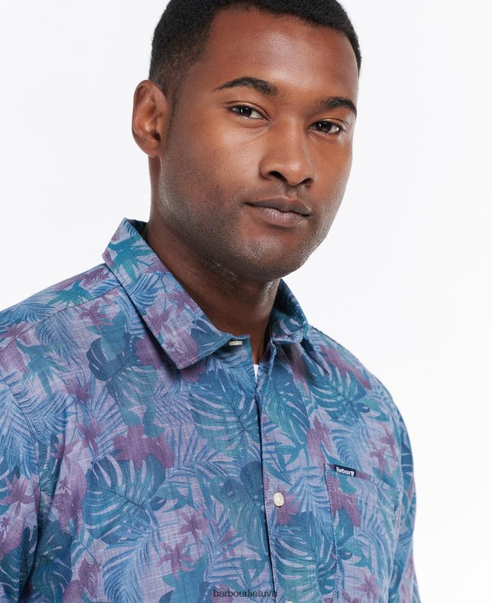 apranga Barbour Dunfordo vasariniai marškinėliai trumpomis rankovėmis chambray mėlyna vyrų 6F6D80330