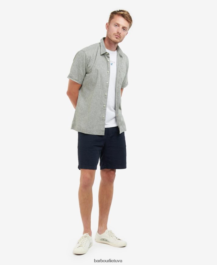 apranga Barbour Nelson vasariniai marškinėliai trumpomis rankovėmis balintos alyvuogės vyrų 6F6D80291