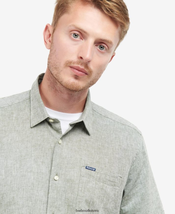 apranga Barbour Nelson vasariniai marškinėliai trumpomis rankovėmis balintos alyvuogės vyrų 6F6D80291