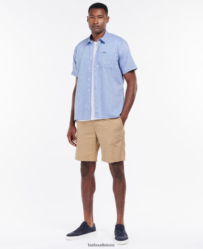 apranga Barbour Nelson vasariniai marškinėliai trumpomis rankovėmis baltas vyrų 6F6D80308