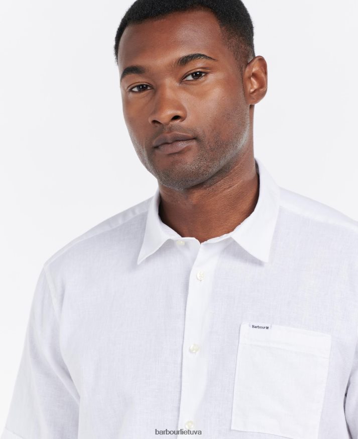 apranga Barbour Nelson vasariniai marškinėliai trumpomis rankovėmis baltas vyrų 6F6D80325