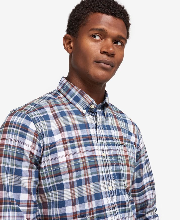 apranga Barbour Seacove pritaikyti marškiniai klasikinė mėlyna vyrų 6F6D80433