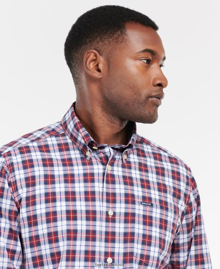 apranga Barbour foxlow pritaikyti marškiniai čili raudona vyrų 6F6D80420