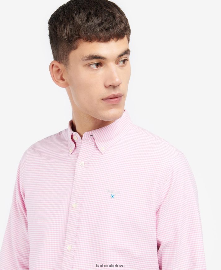 apranga Barbour gingham oxford pritaikyti marškiniai klasikinė rožinė vyrų 6F6D80405
