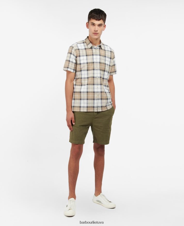 apranga Barbour gordon trumpomis rankovėmis pritaikyti marškiniai amble smėlio tartanas vyrų 6F6D80442