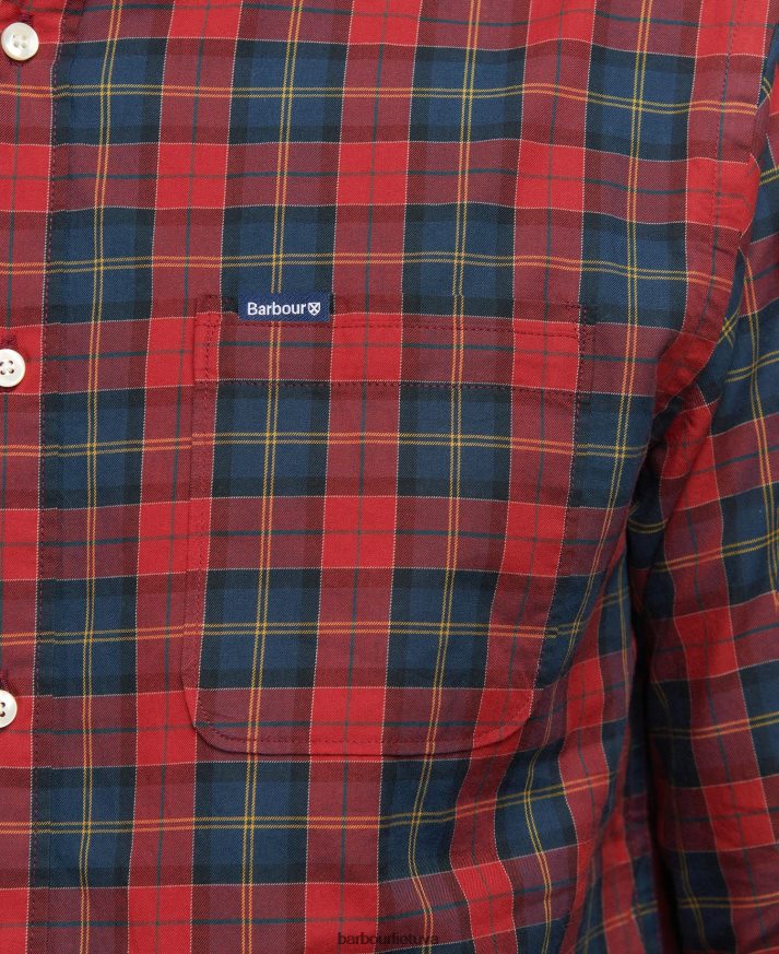 apranga Barbour mėnulio tartano marškiniai tamsiai raudona vyrų 6F6D80419