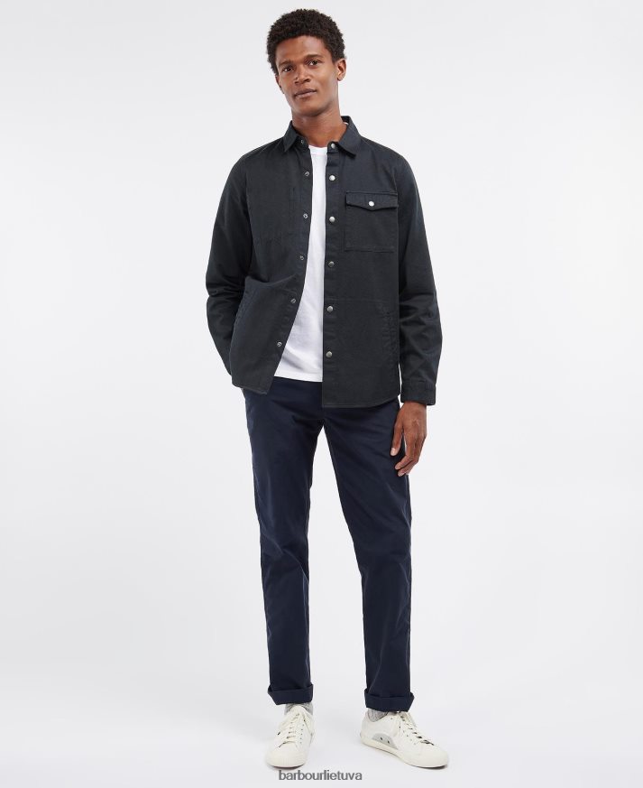 apranga Barbour mortan marškinėliai juodas vyrų 6F6D80334