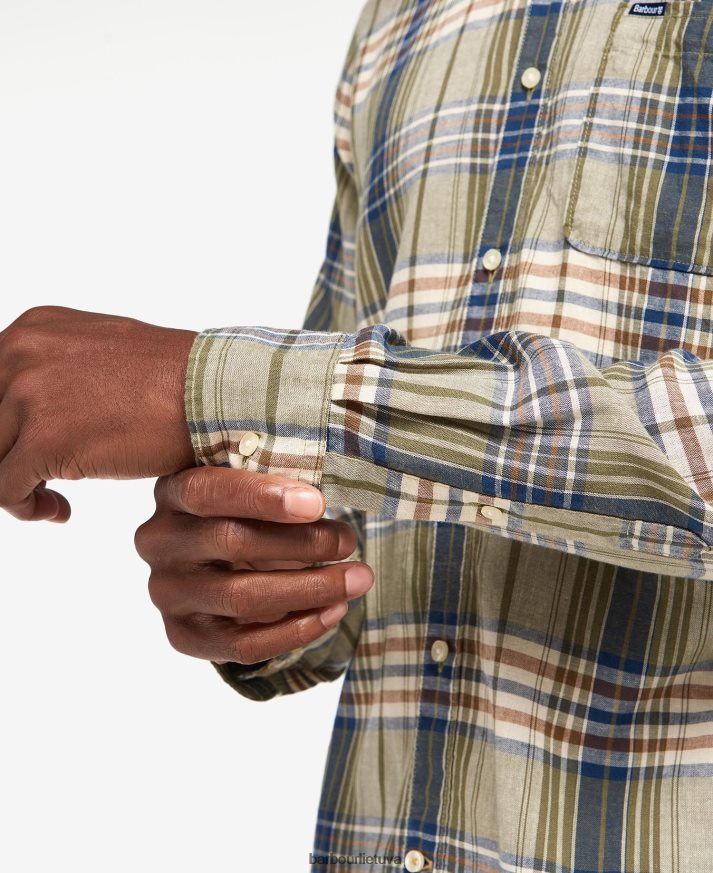 apranga Barbour siūtiniai marškinėliai vidurio mėlyna vyrų 6F6D80482