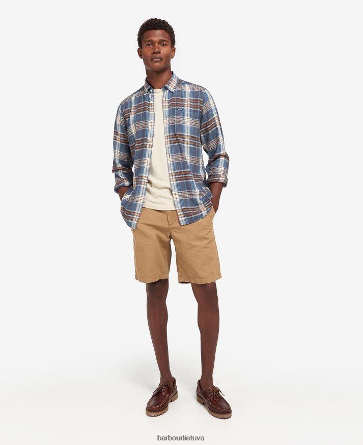 apranga Barbour siūtiniai marškinėliai vidurio mėlyna vyrų 6F6D80516