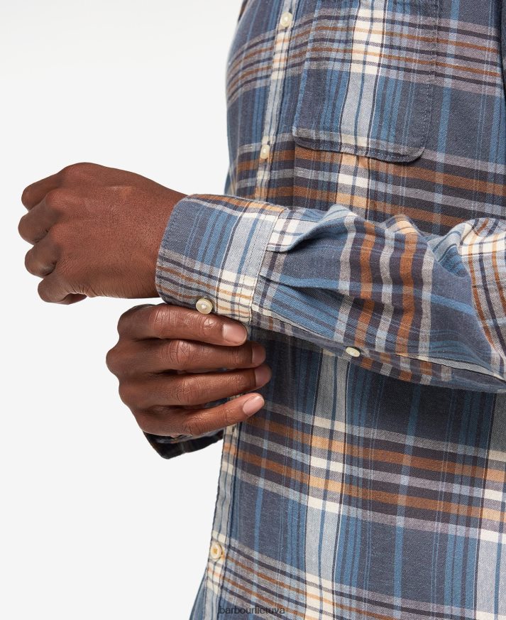 apranga Barbour siūtiniai marškinėliai vidurio mėlyna vyrų 6F6D80516