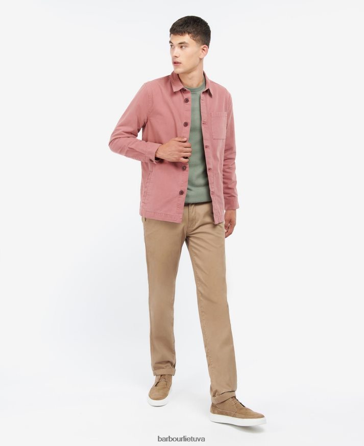 apranga Barbour skalbti medvilniniai marškinėliai balintos alyvuogės vyrų 6F6D80300