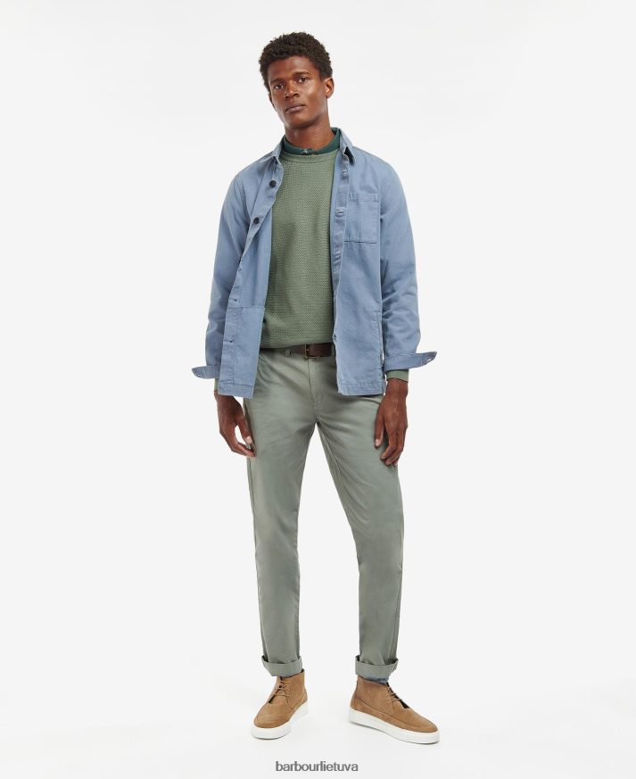 apranga Barbour skalbti medvilniniai marškinėliai balintos alyvuogės vyrų 6F6D80523