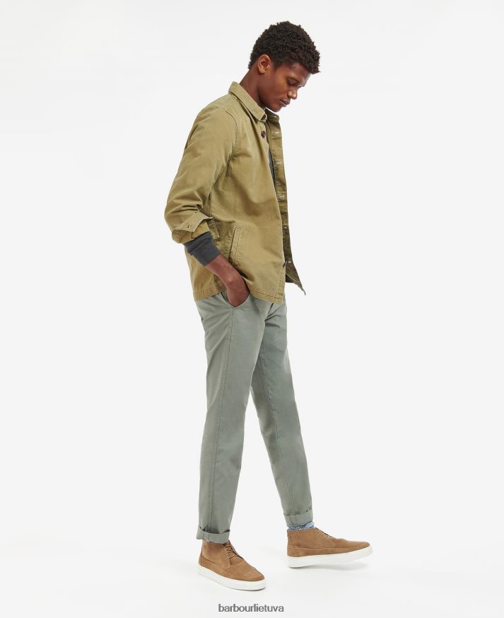 apranga Barbour skalbti medvilniniai marškinėliai balintos alyvuogės vyrų 6F6D80528