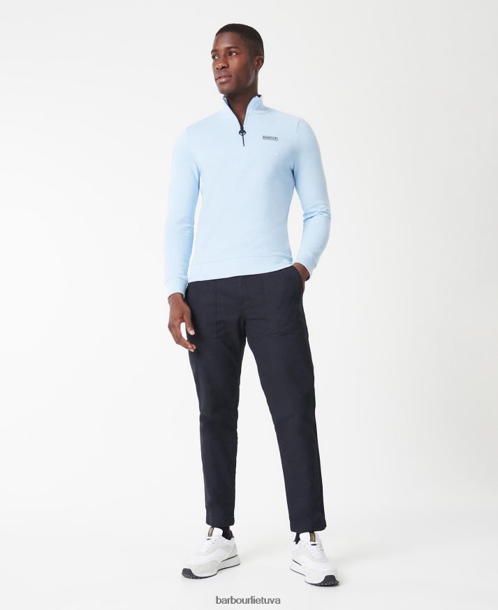 apranga Barbour būtinas megztinis su pusiau užtrauktuku išblukęs mėlynas vyrų 6F6D80999