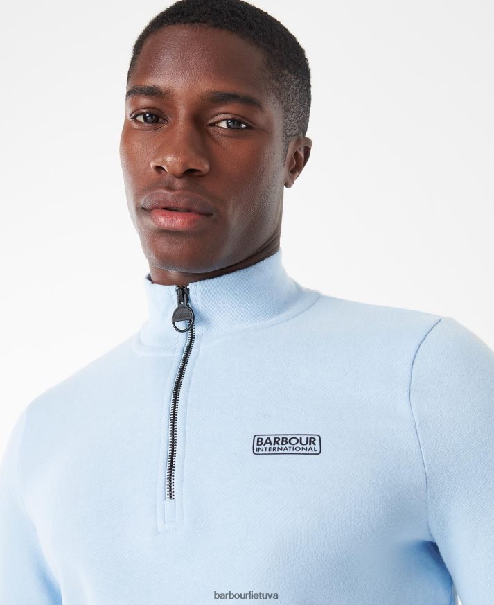 apranga Barbour būtinas megztinis su pusiau užtrauktuku išblukęs mėlynas vyrų 6F6D80999