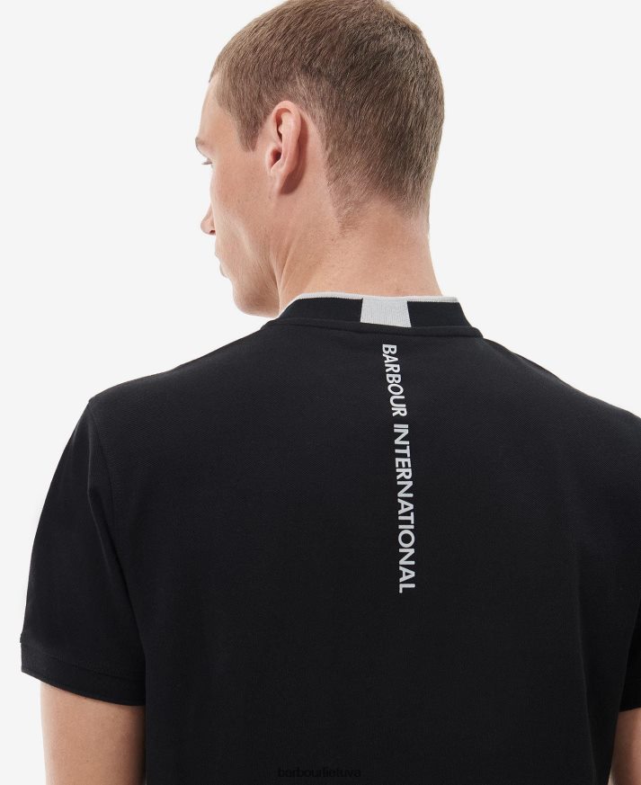 apranga Barbour Lewis sportiniai polo marškinėliai klasikinis juodas vyrų 6F6D80675