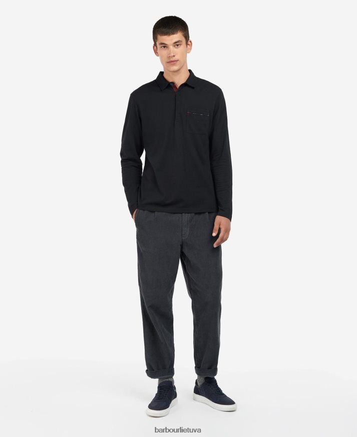 apranga Barbour adie polo marškinėliai ilgomis rankovėmis dk bordo vyrų 6F6D80678