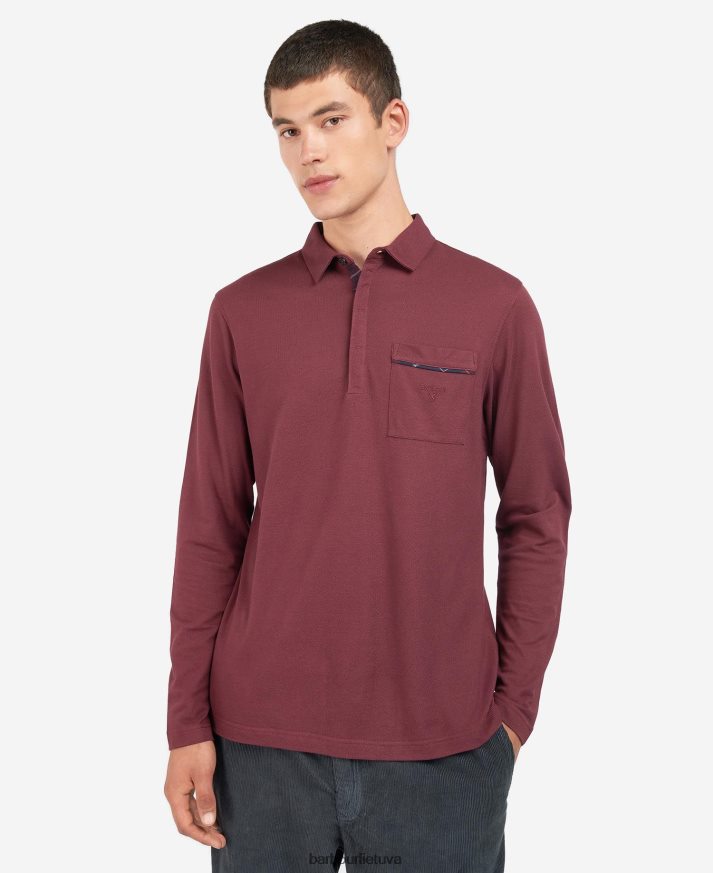 apranga Barbour adie polo marškinėliai ilgomis rankovėmis dk bordo vyrų 6F6D80688