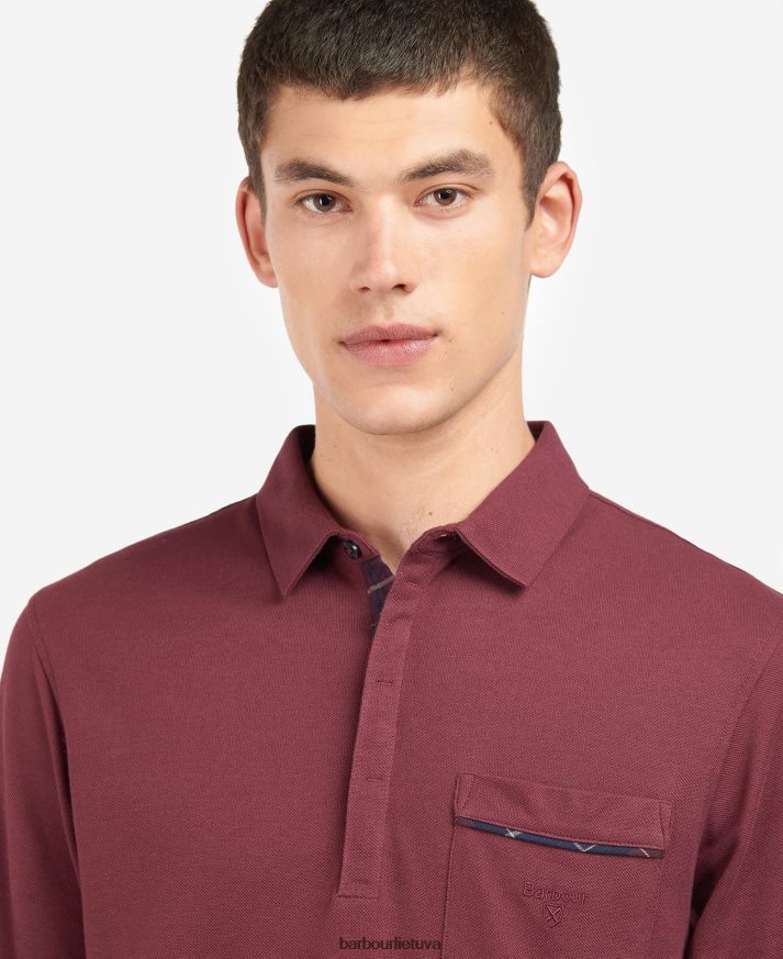 apranga Barbour adie polo marškinėliai ilgomis rankovėmis dk bordo vyrų 6F6D80688