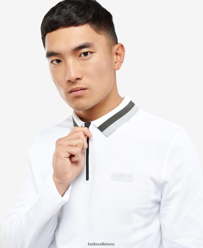 apranga Barbour adisham polo marškinėliai ilgomis rankovėmis baltas vyrų 6F6D80741