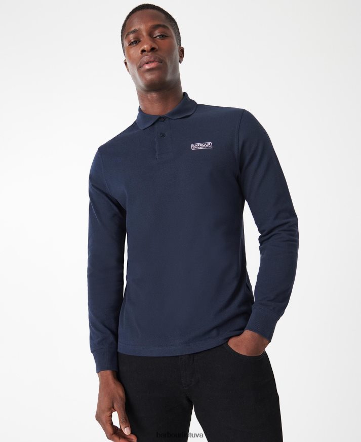 apranga Barbour polo marškinėliai ilgomis rankovėmis juodas vyrų 6F6D80663