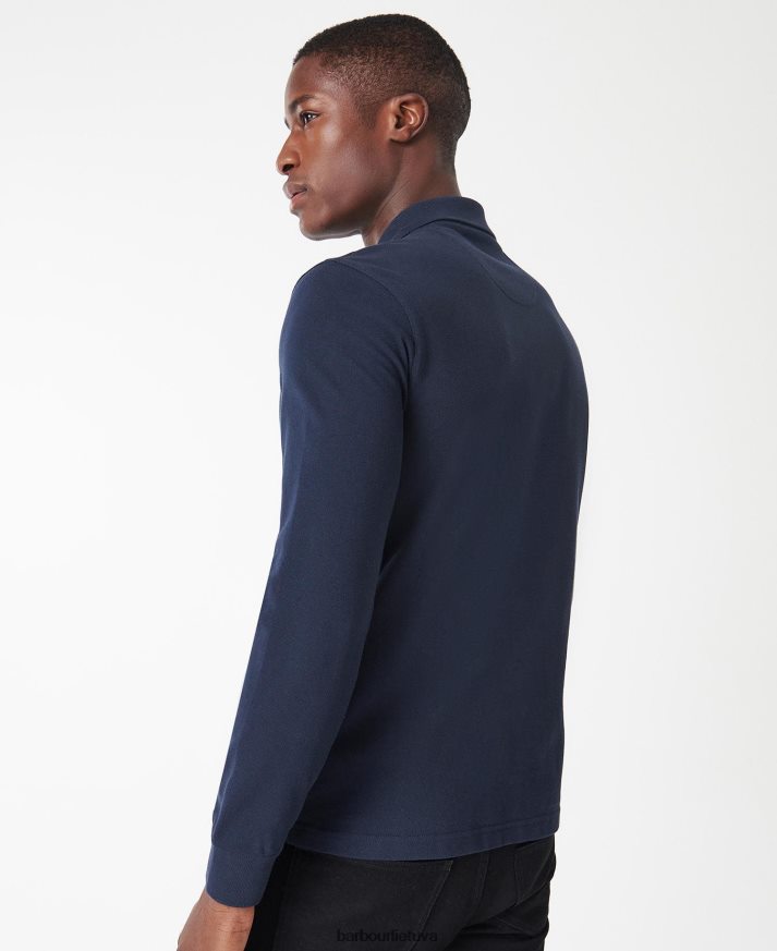 apranga Barbour polo marškinėliai ilgomis rankovėmis juodas vyrų 6F6D80663
