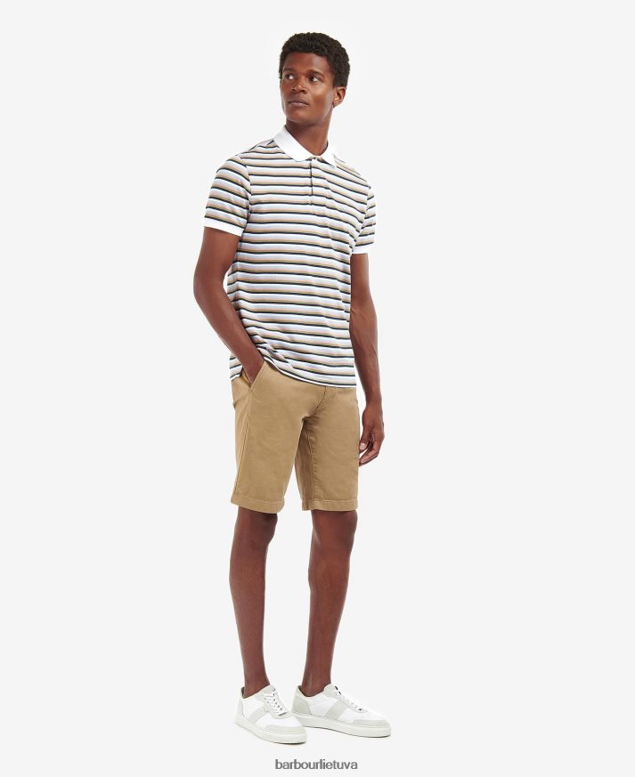 apranga Barbour sandown juostelės polo marškinėliai klasikinis baltas vyrų 6F6D80642