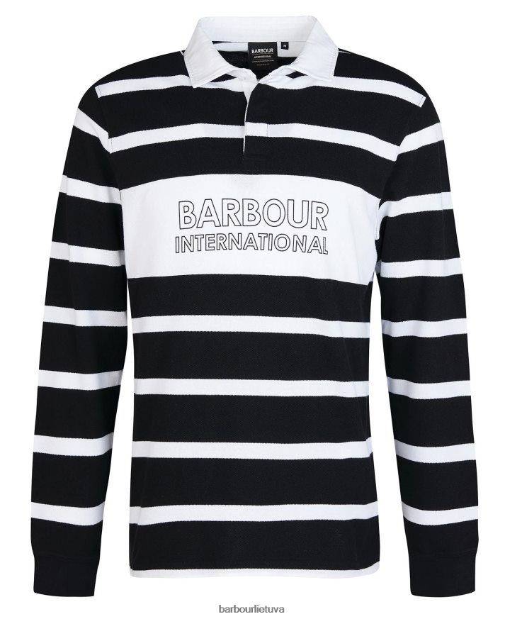 apranga Barbour saulės ilgomis rankovėmis dryžuoti polo marškinėliai juodas vyrų 6F6D80739