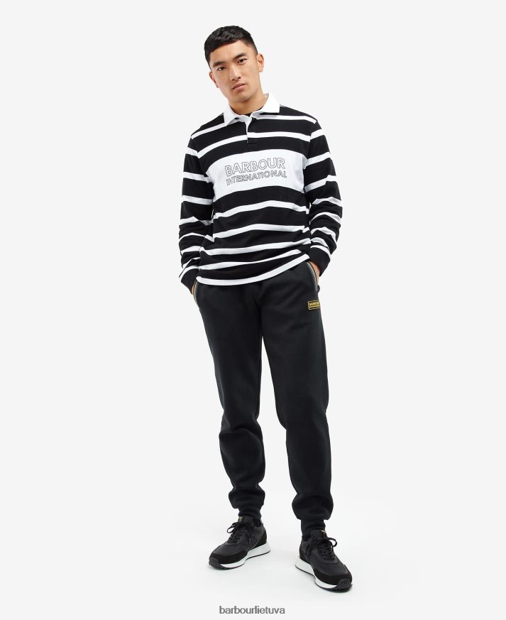 apranga Barbour saulės ilgomis rankovėmis dryžuoti polo marškinėliai juodas vyrų 6F6D80739