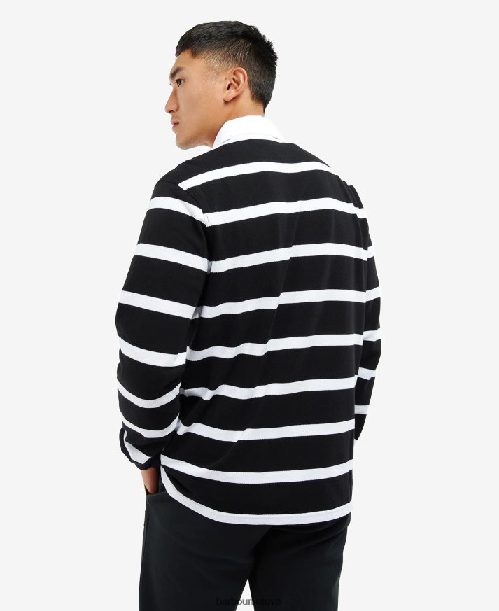 apranga Barbour saulės ilgomis rankovėmis dryžuoti polo marškinėliai juodas vyrų 6F6D80739