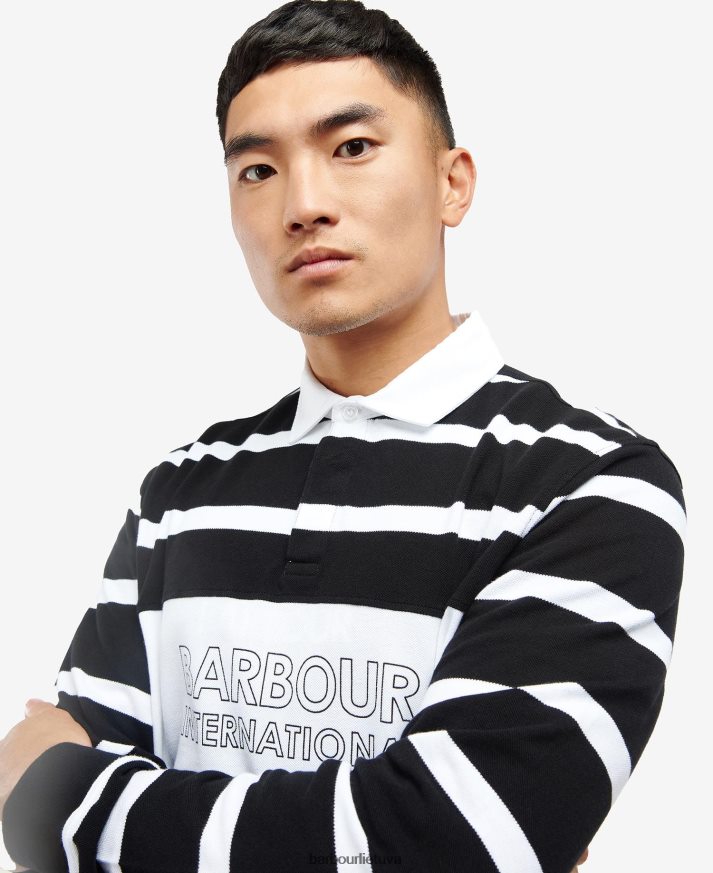 apranga Barbour saulės ilgomis rankovėmis dryžuoti polo marškinėliai juodas vyrų 6F6D80739