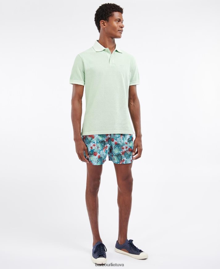 apranga Barbour skalbti sportiniai polo marškinėliai dulkėtos mėtos vyrų 6F6D80629