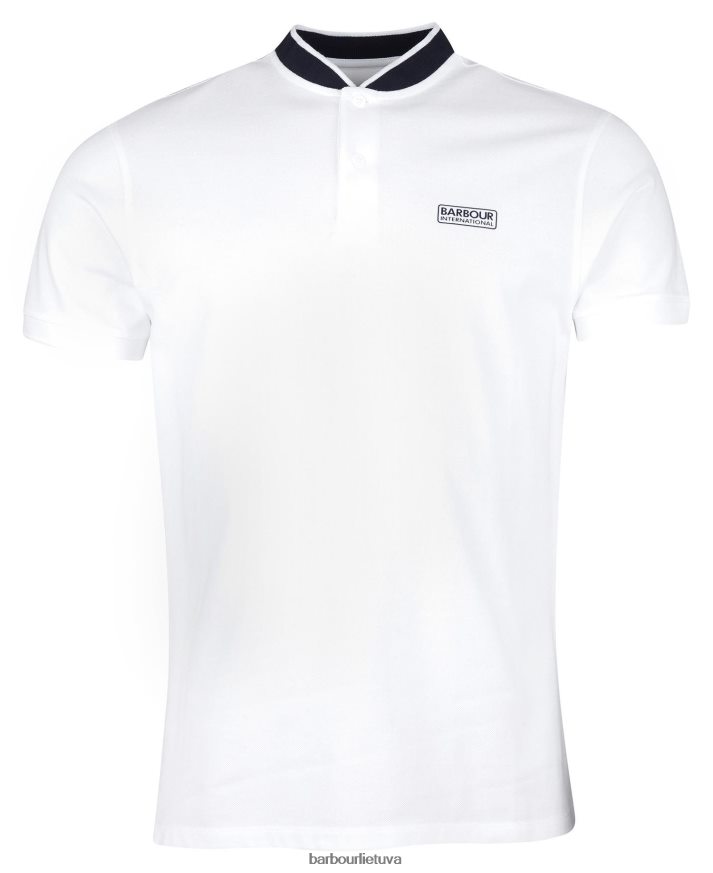 apranga Barbour sportiniai polo marškinėliai trumpomis rankovėmis baltas/naktinis dangus vyrų 6F6D80683