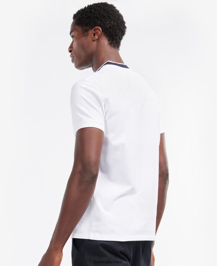 apranga Barbour sportiniai polo marškinėliai trumpomis rankovėmis baltas/naktinis dangus vyrų 6F6D80683