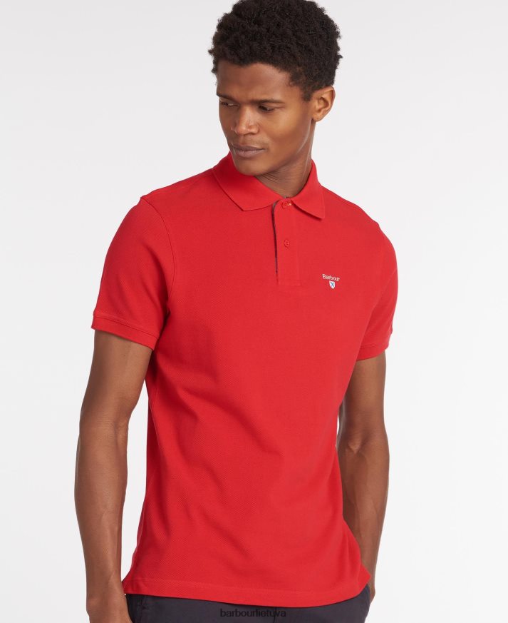 apranga Barbour tartan pique polo marškinėliai baltas/pilkas akmuo vyrų 6F6D80734