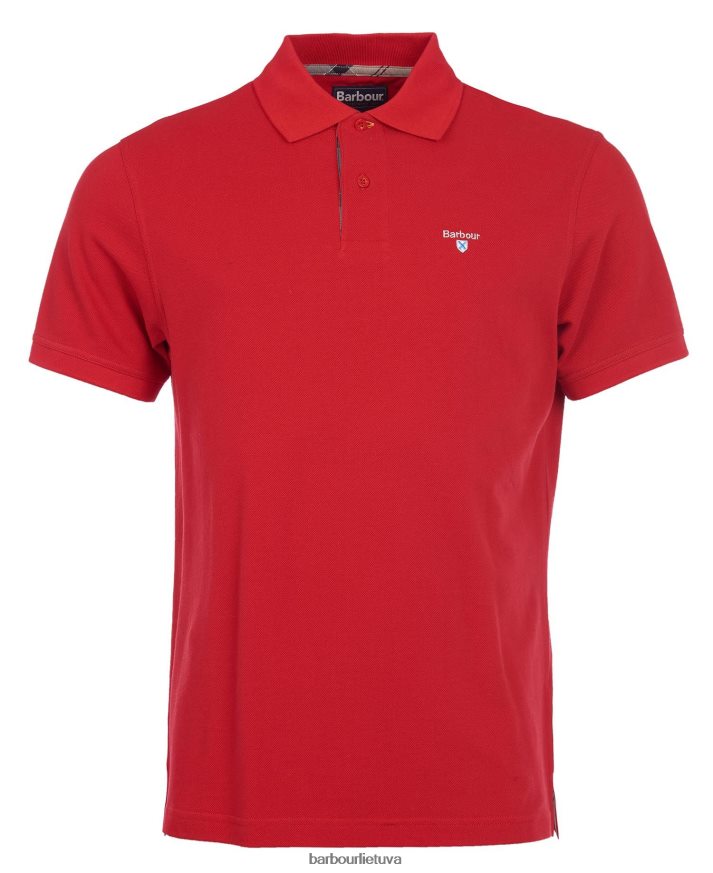 apranga Barbour tartan pique polo marškinėliai baltas/pilkas akmuo vyrų 6F6D80734