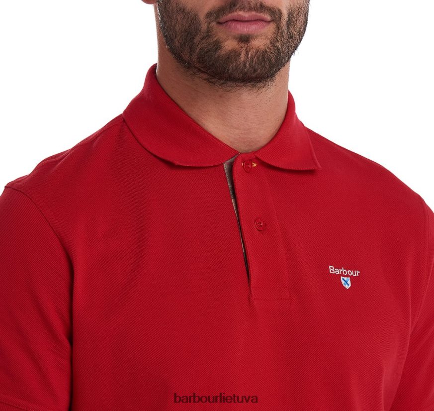 apranga Barbour tartan pique polo marškinėliai baltas/pilkas akmuo vyrų 6F6D80734