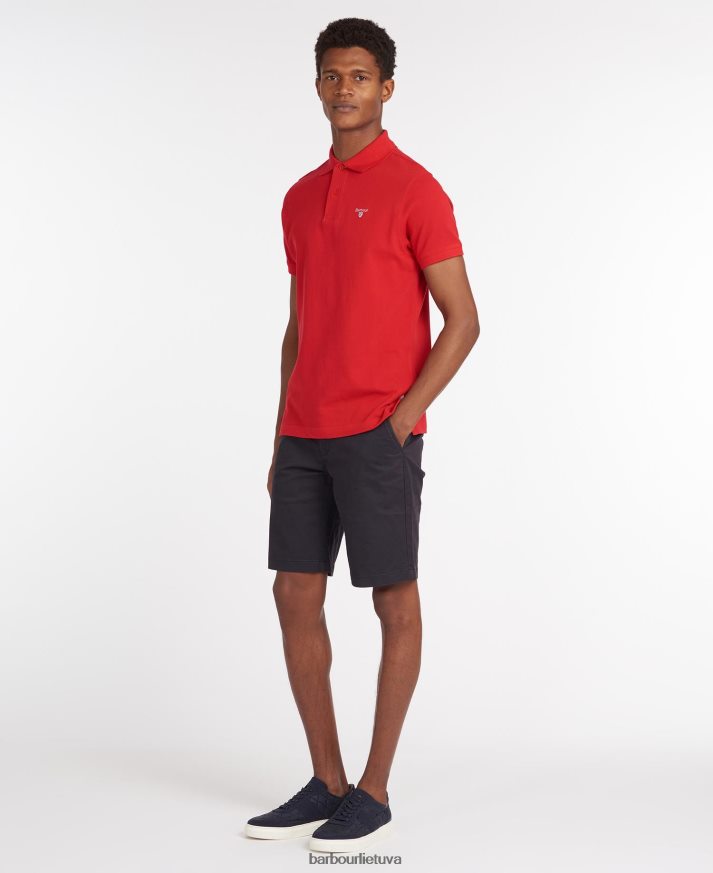 apranga Barbour tartan pique polo marškinėliai baltas/pilkas akmuo vyrų 6F6D80734